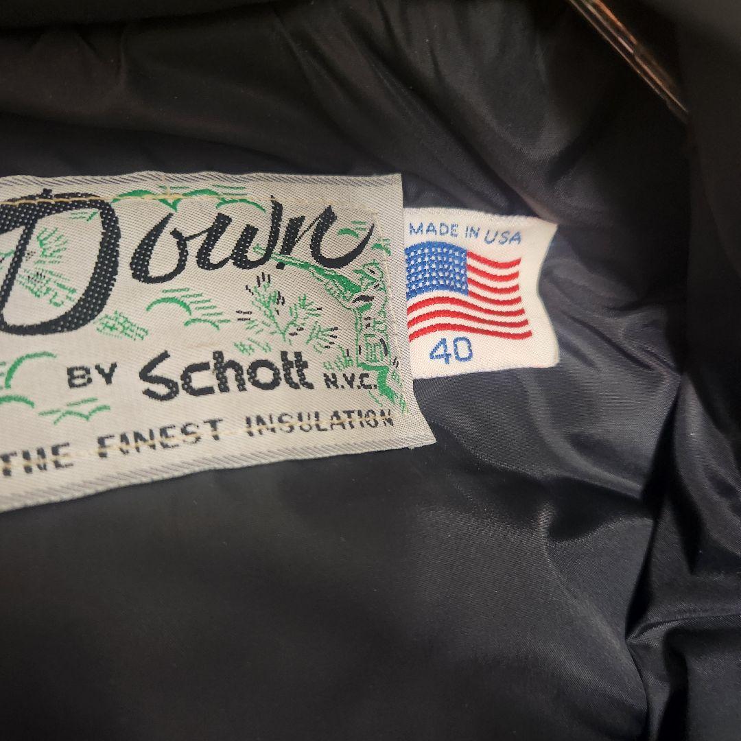 80s90s USA製 Schott レザーダウンベスト 40 グースダウン