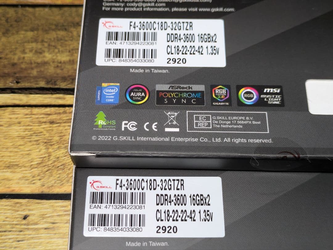 玉*汁様 G SKILL DDR4 F4-3600C18D-32GTZR2個合計