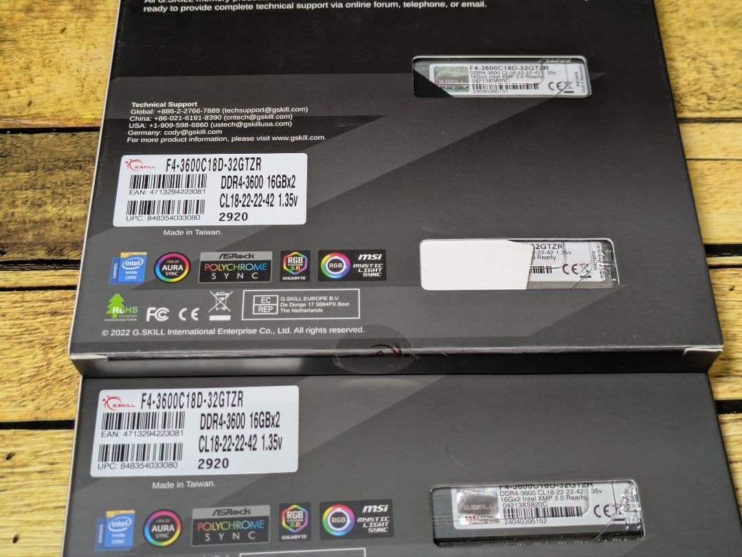 玉*汁様 G SKILL DDR4 F4-3600C18D-32GTZR2個合計