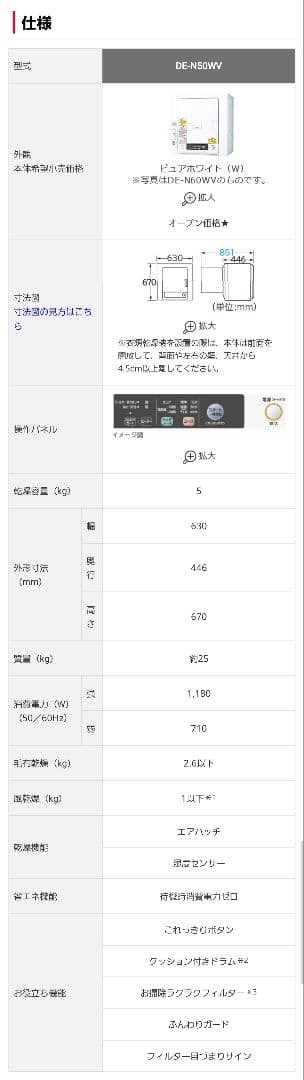 HITACHI 電気式乾燥機 5kg