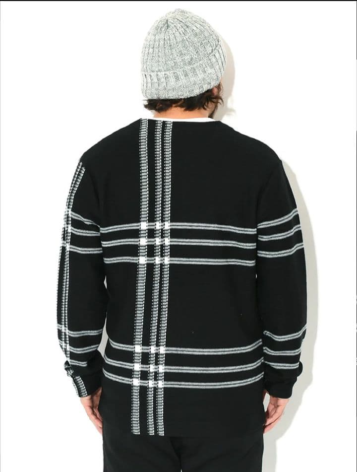 ほぼ新品　Fred Perry フレッドペリー　チェック　 ニット 黒　　L