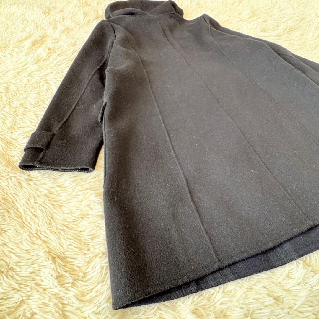 美品✨ 23区　ウールリバーコート　ダッフル 黒×チェック　大きいサイズ　46