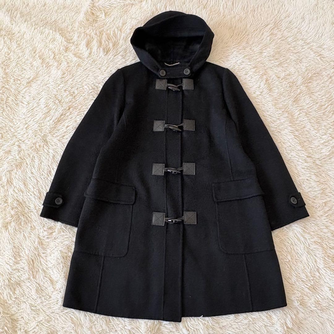 美品✨ 23区　ウールリバーコート　ダッフル 黒×チェック　大きいサイズ　46