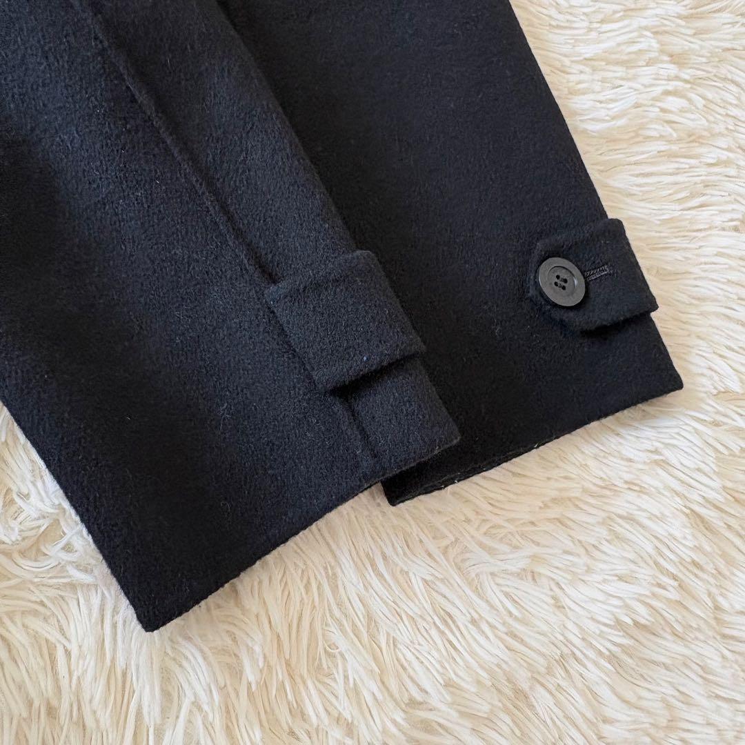 美品✨ 23区　ウールリバーコート　ダッフル 黒×チェック　大きいサイズ　46