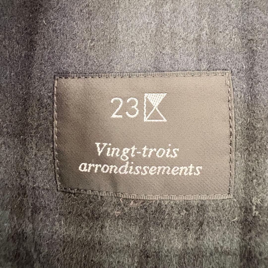 美品✨ 23区　ウールリバーコート　ダッフル 黒×チェック　大きいサイズ　46