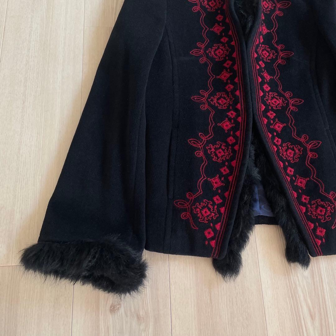 希少✨VIVIENNE TAM チャイナコート アンゴラ 刺繍 ラムファー 黒