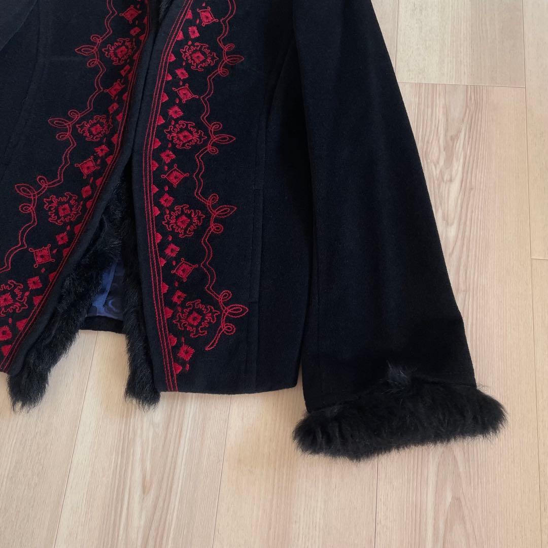 希少✨VIVIENNE TAM チャイナコート アンゴラ 刺繍 ラムファー 黒