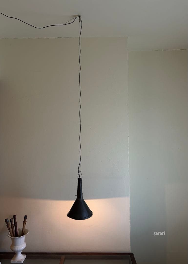 ワイヤーレール照明　古道具照明長さ調整　ワイヤーフック照明 ペンダントライト