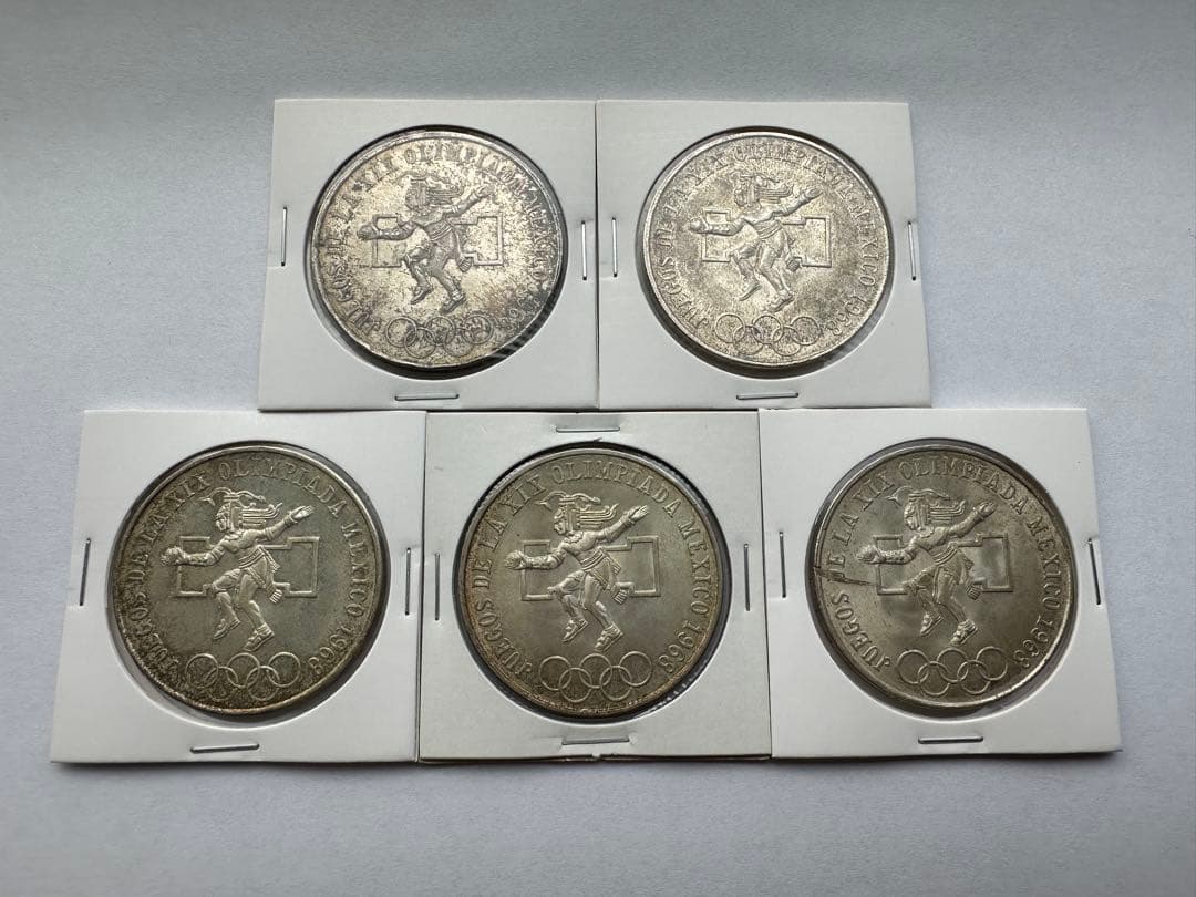 メキシコ銀貨　5枚　人気な銀貨　メキシコ銀貨