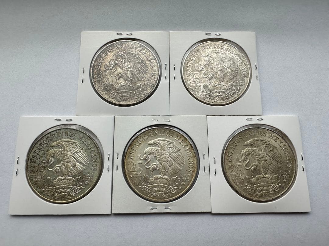 メキシコ銀貨　5枚　人気な銀貨　メキシコ銀貨