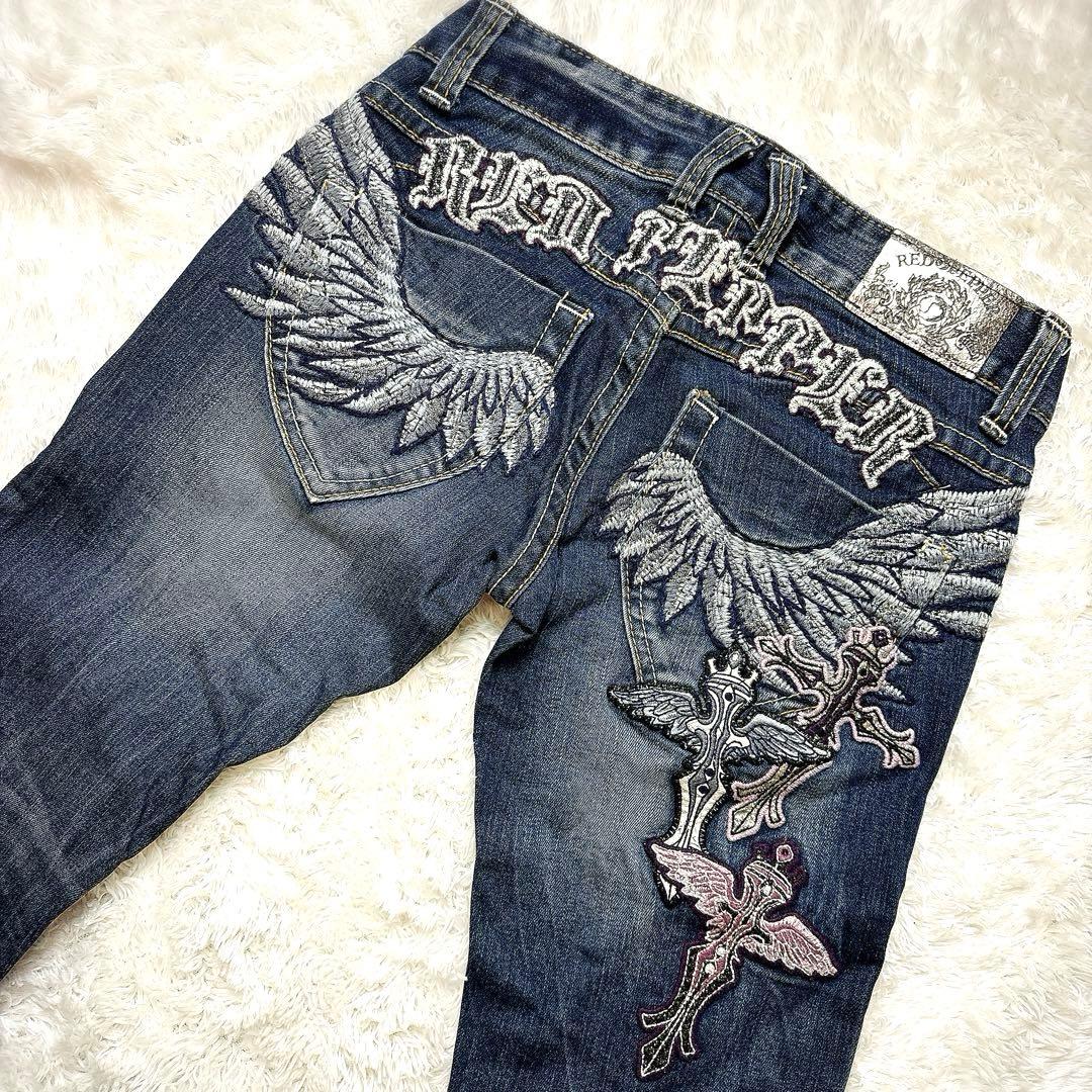 RED PEPPER エンジェルウィング 刺繍デニム ジーンズ 34 インディゴ