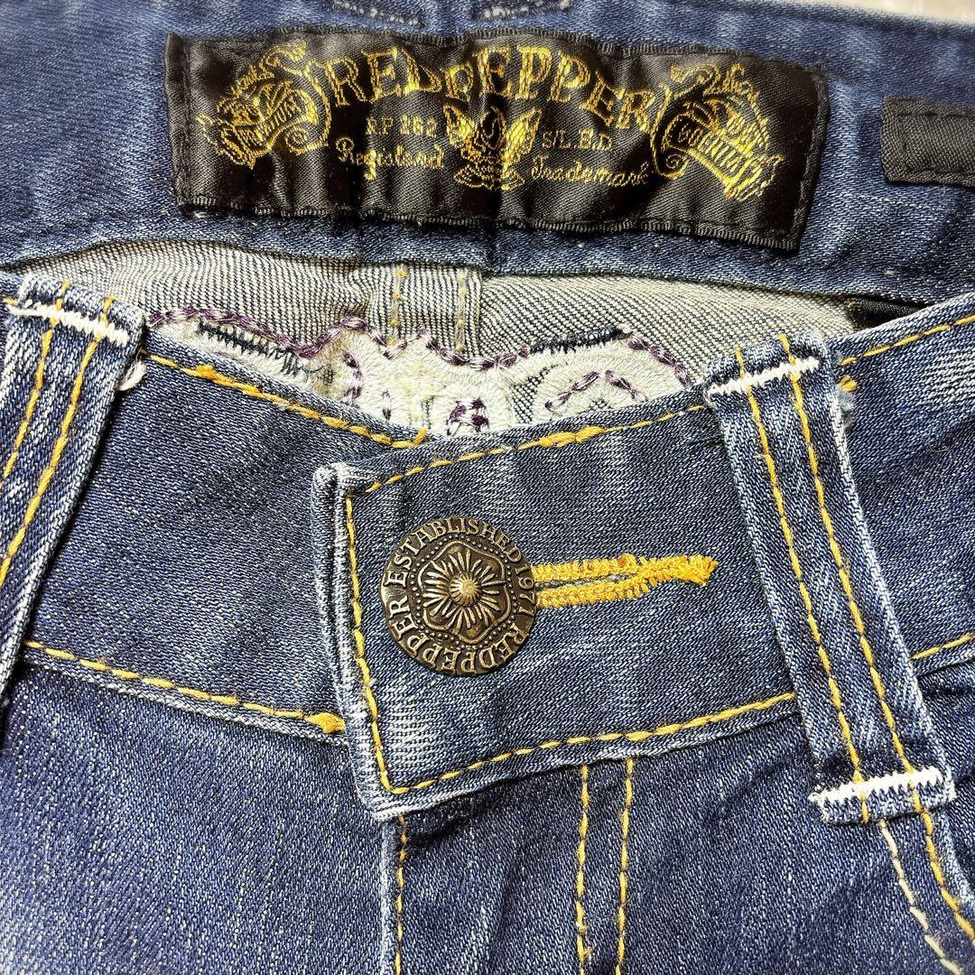RED PEPPER エンジェルウィング 刺繍デニム ジーンズ 34 インディゴ