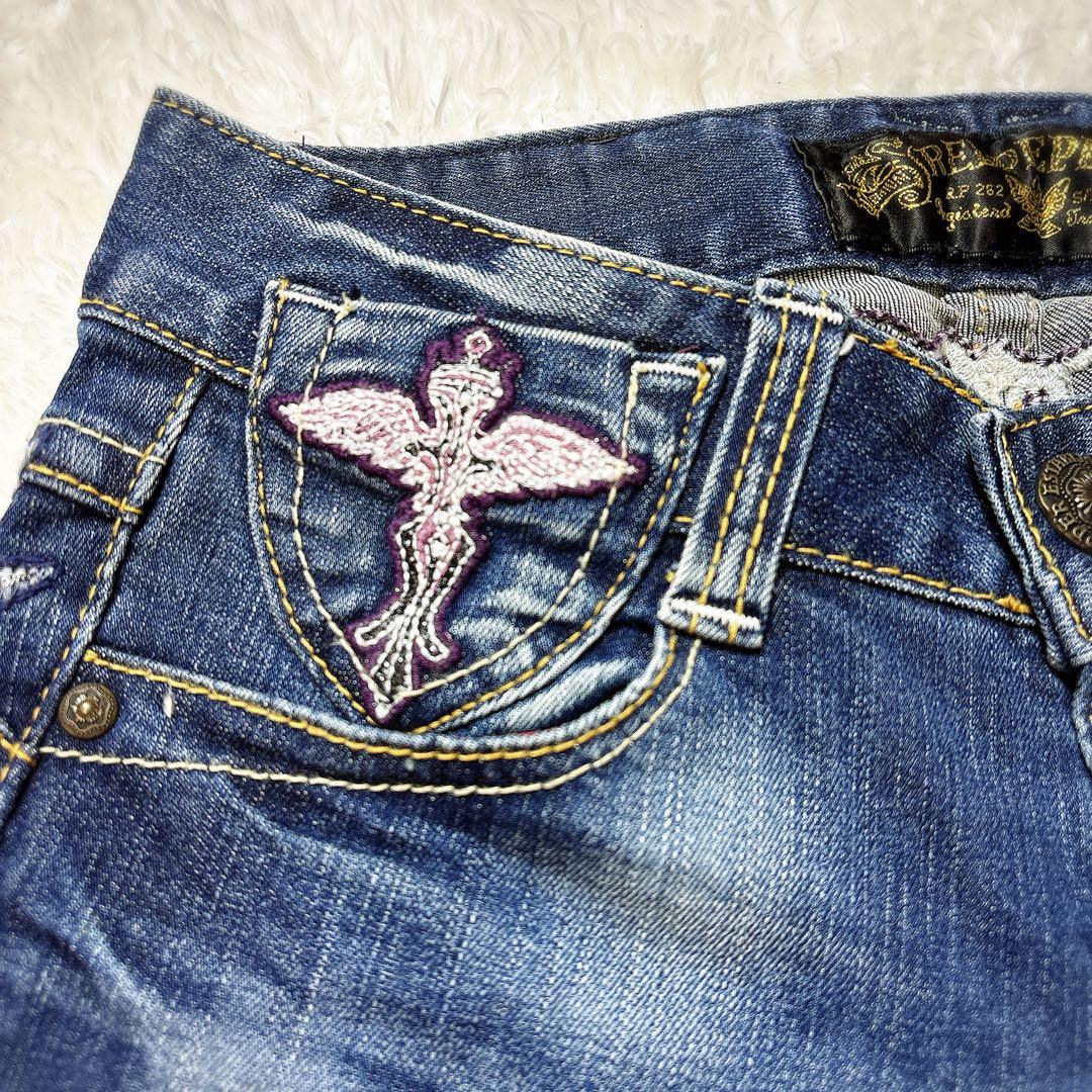 RED PEPPER エンジェルウィング 刺繍デニム ジーンズ 34 インディゴ
