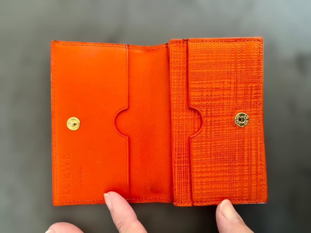 LOEWE オレンジ レザー 名刺入れ