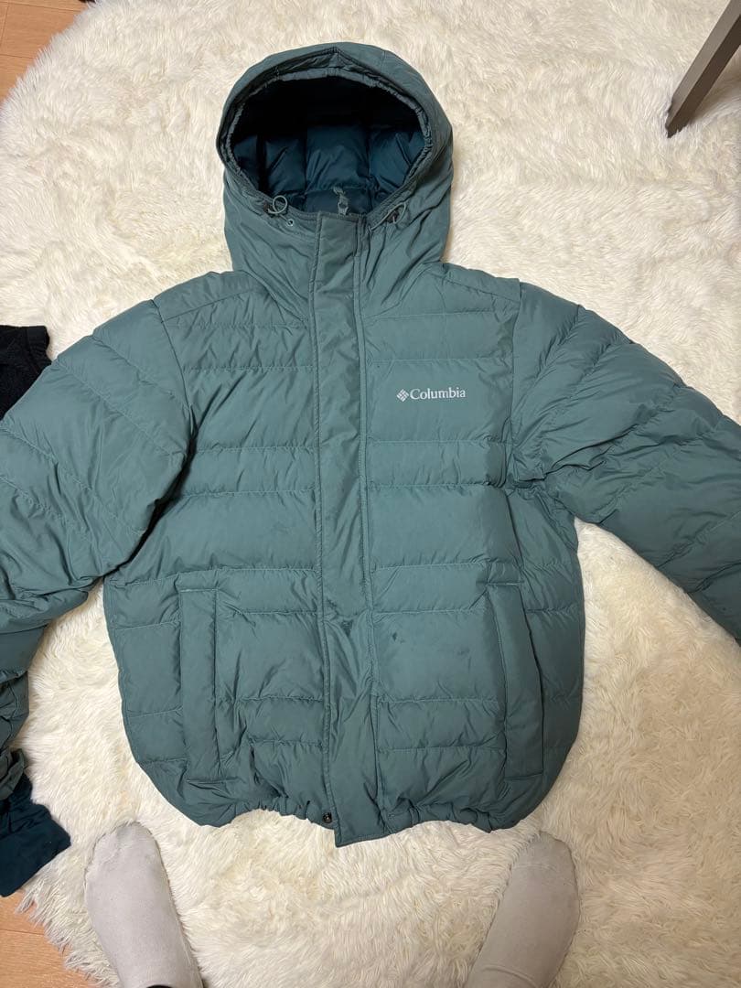 Columbia フード付きダウンジャケット グレー