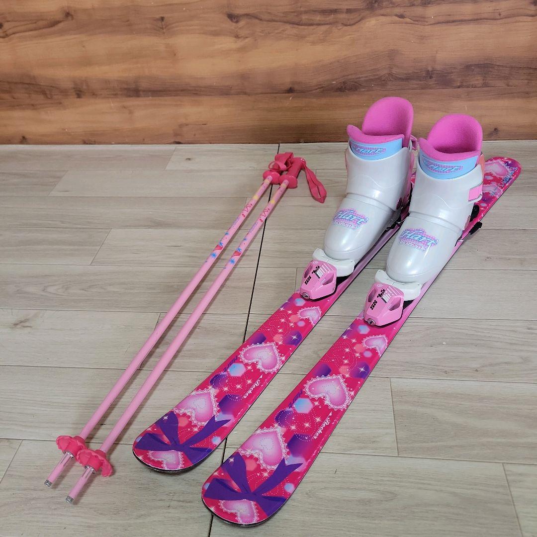 KAZAMA カザマ スキー 4点セット 106cm キッズ用 ジュニア ピンク