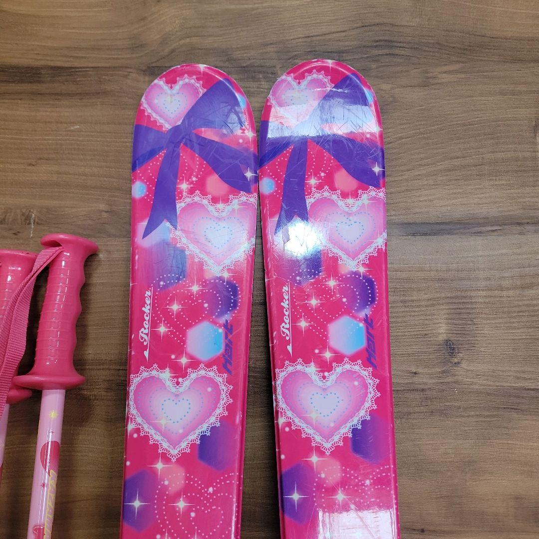 KAZAMA カザマ スキー 4点セット 106cm キッズ用 ジュニア ピンク