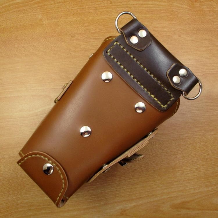 キャメル＆焦げ茶　６丁差し　本革シザーケース　SCA-150/CCA