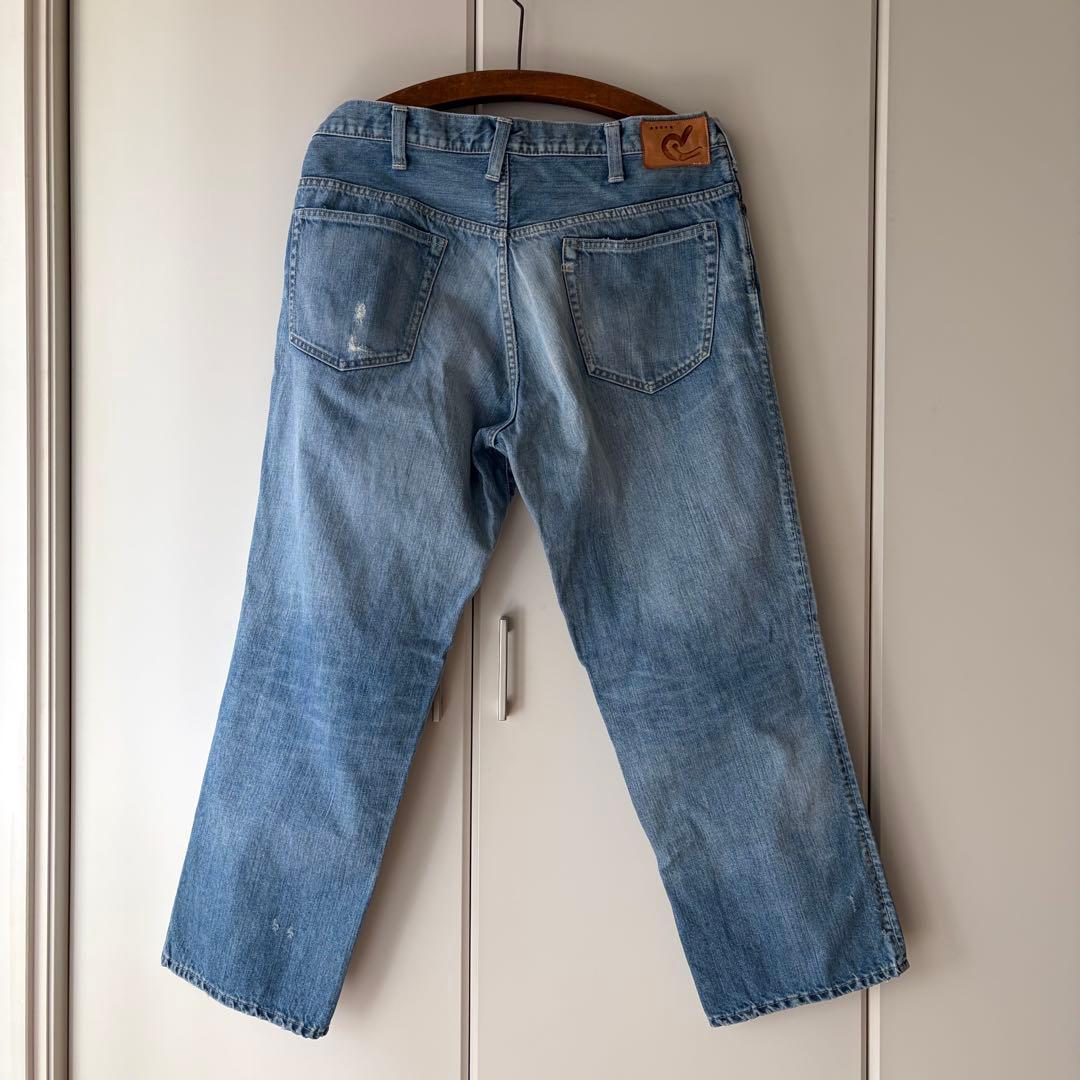 新品未使用45R 再び　ライ麦デニム　クロスビー５　ハッチとお花刺繍