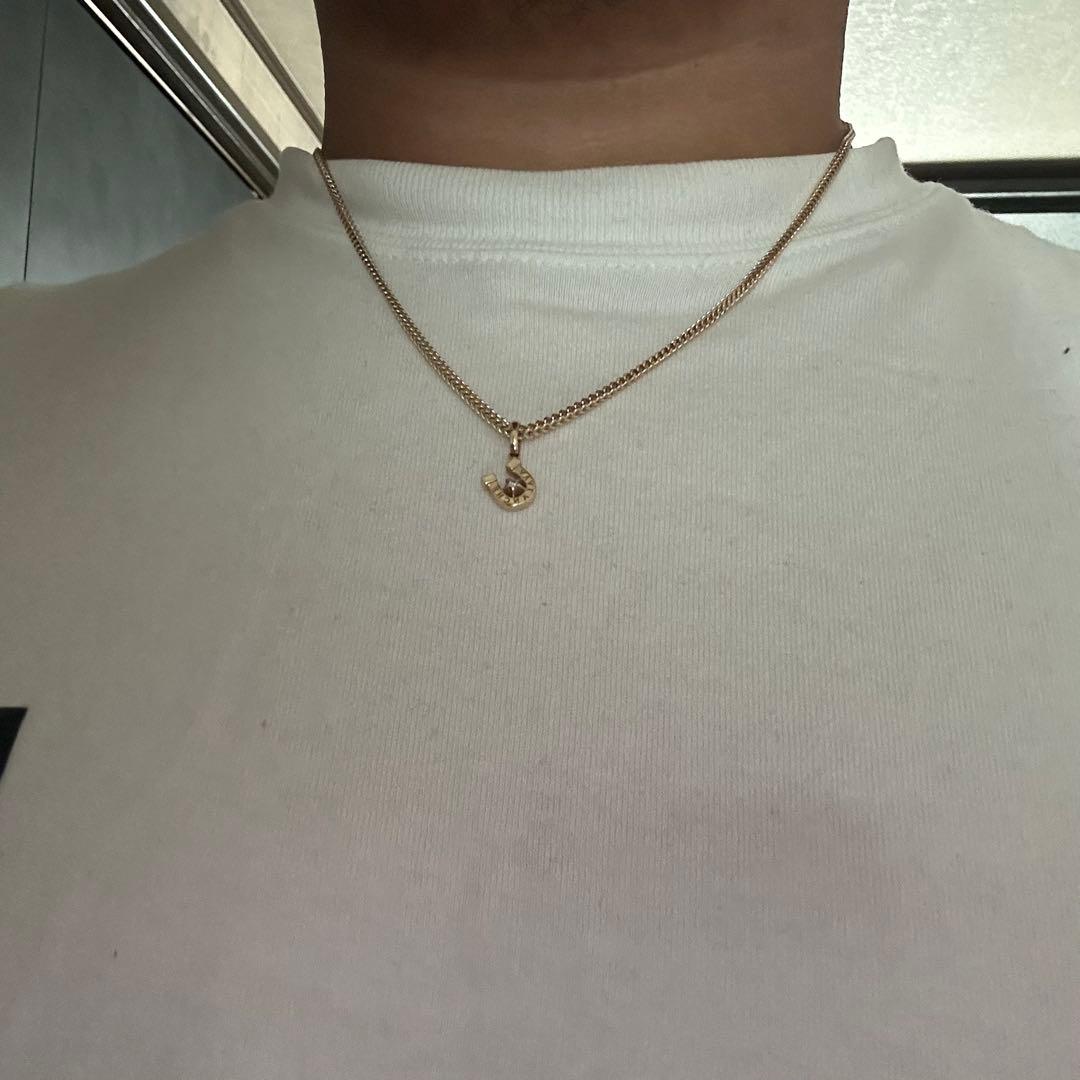 ゴールドチェーンネックレス ペンダント付き　アヴァランチ50センチ10k 箱あり