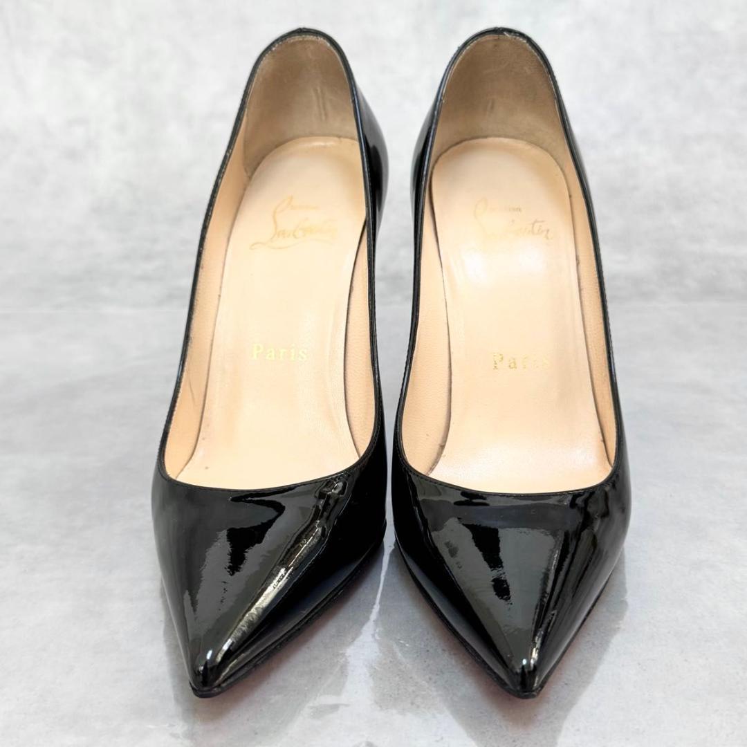 アキ クリスチャンルブタン ポインテッドトゥ パテントレザー ハイヒール