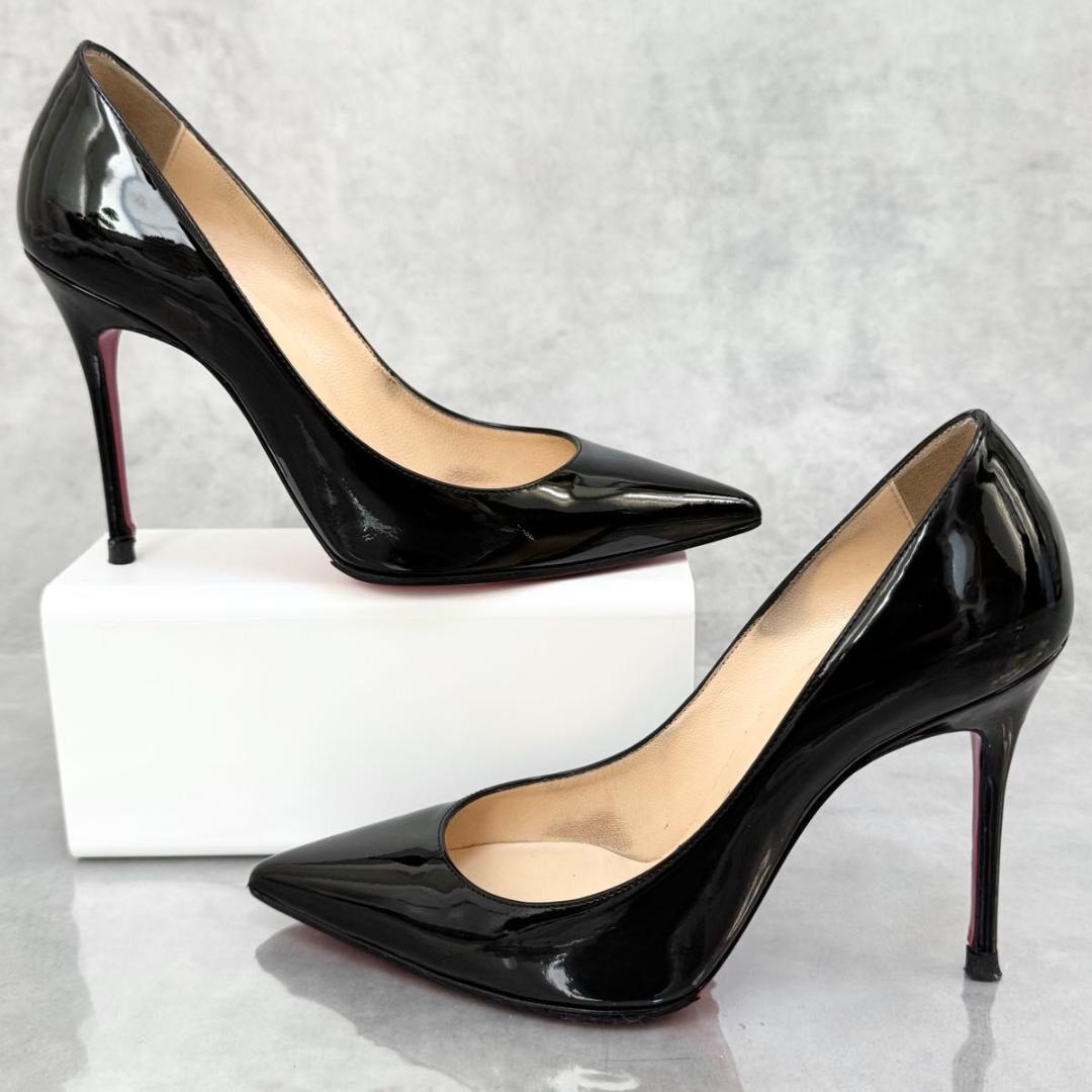 アキ クリスチャンルブタン ポインテッドトゥ パテントレザー ハイヒール