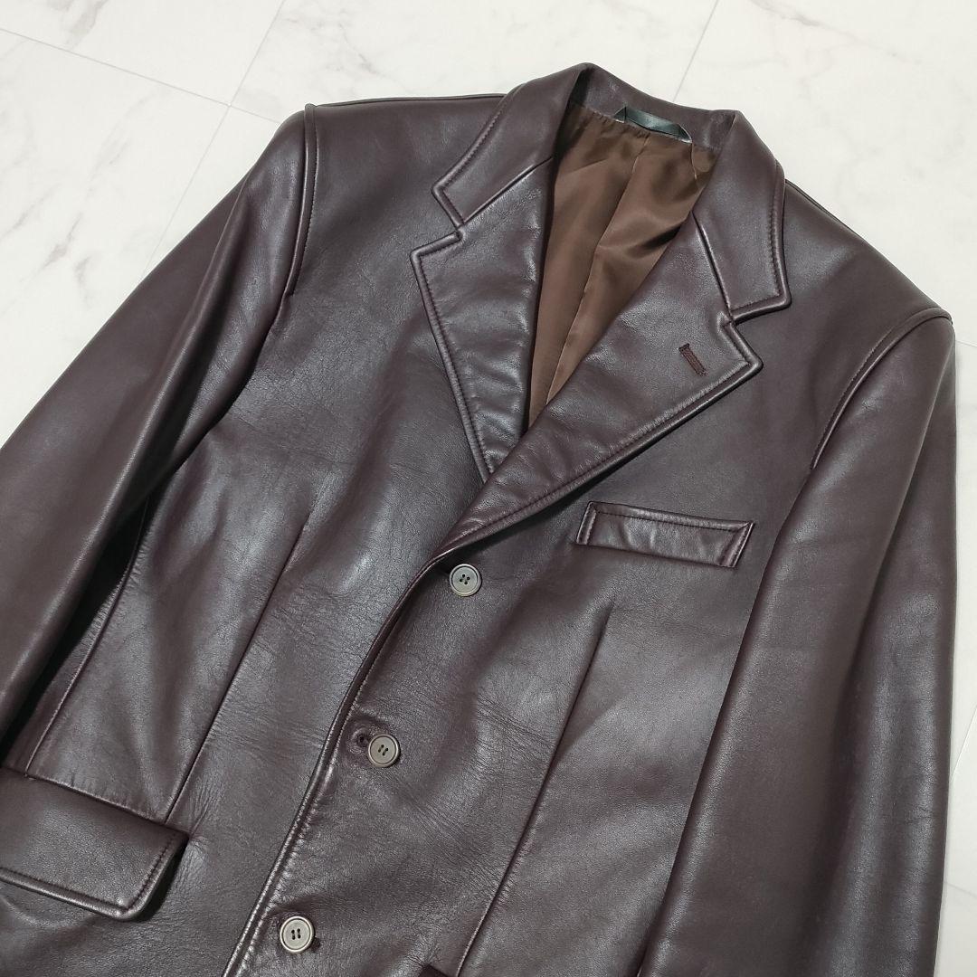 【希少】ポールスミス　牛革　レザーテーラードジャケット　ボルドー　3B　Mサイズ