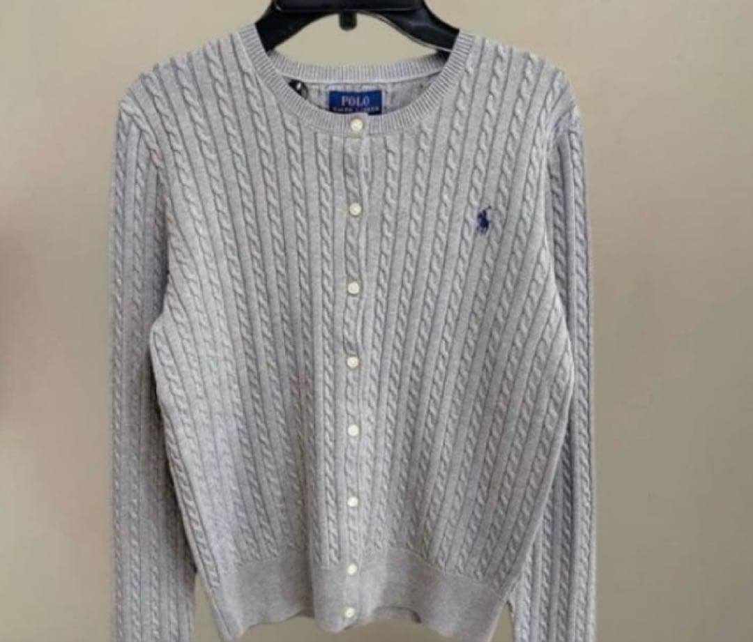 ポロラルフローレンPOLO RALPH LAURENケーブルカーディガングレー