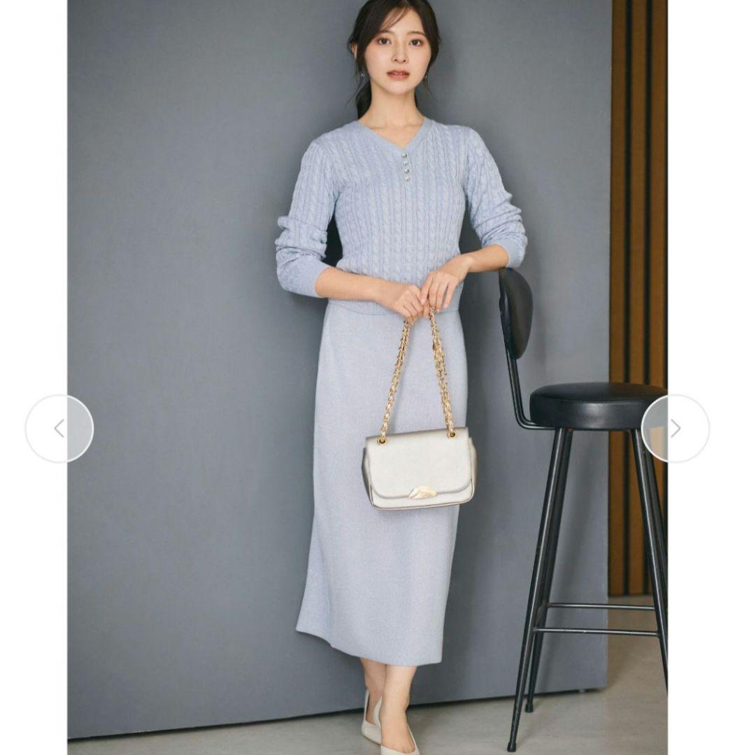 stola. ミニケーブルプルオーバー+ストレートスカート ニットアップ　完売品