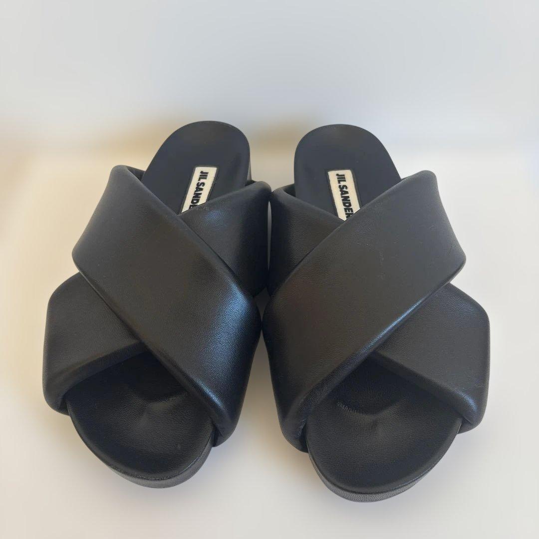JIL SANDER クロスストラップサンダル ブラック37