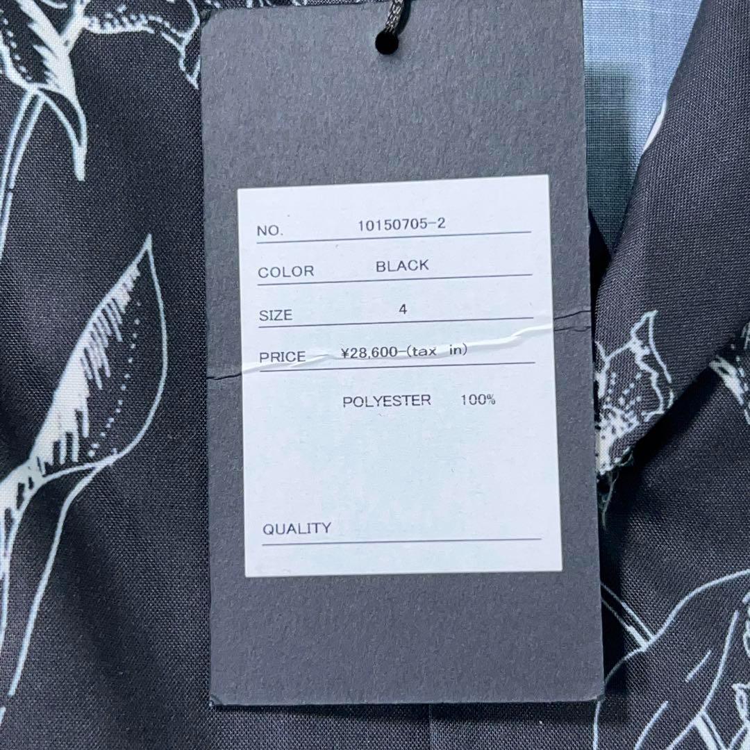 【JUHA (ユハ) 】極美品 極上サテン 開襟シャツ アロハ ブラック 総柄