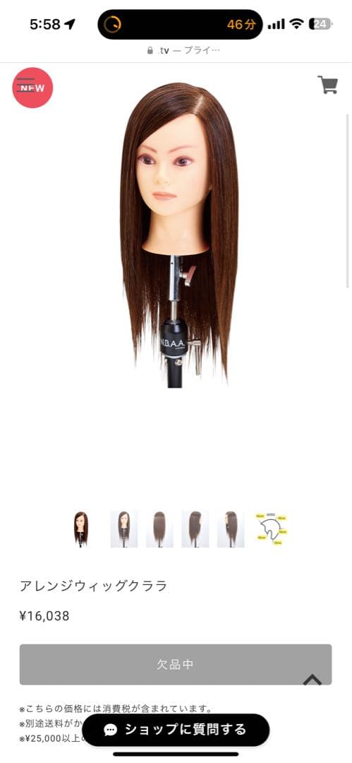 (人気)N.B.A.A アップウィッグ　アレンジウィッグ　クララ