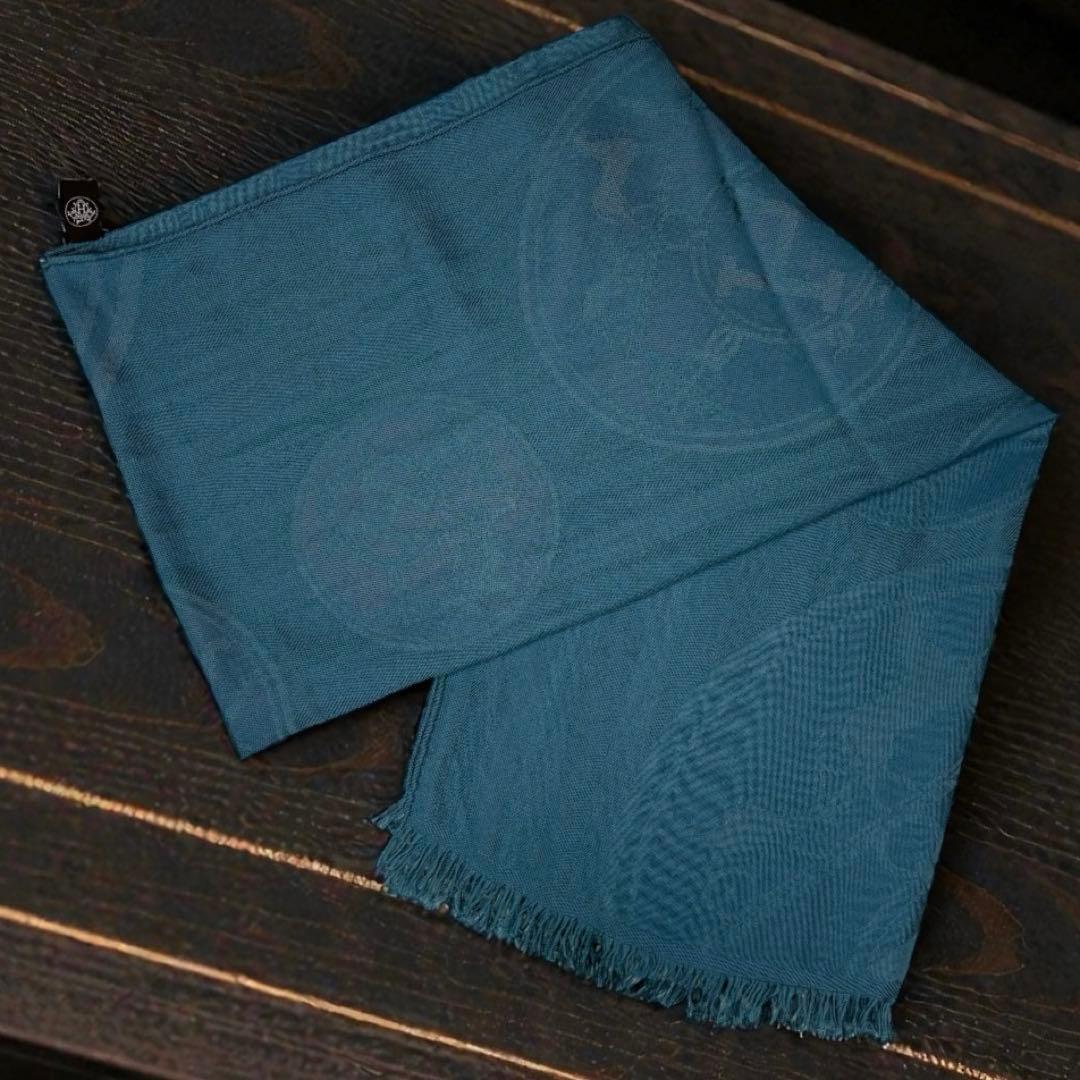 【最高級/極美品】HERMES エルメス カシミヤシルク 大判ストール　ブルー