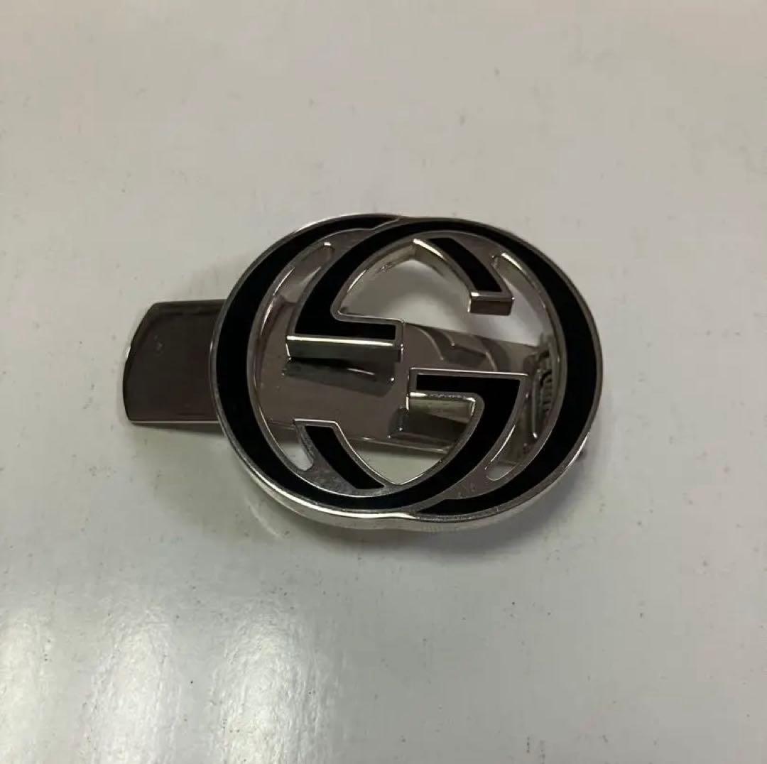 前*伸様 グッチシルバーマネークリップブラックGG ロゴ　インターロッキング　G
