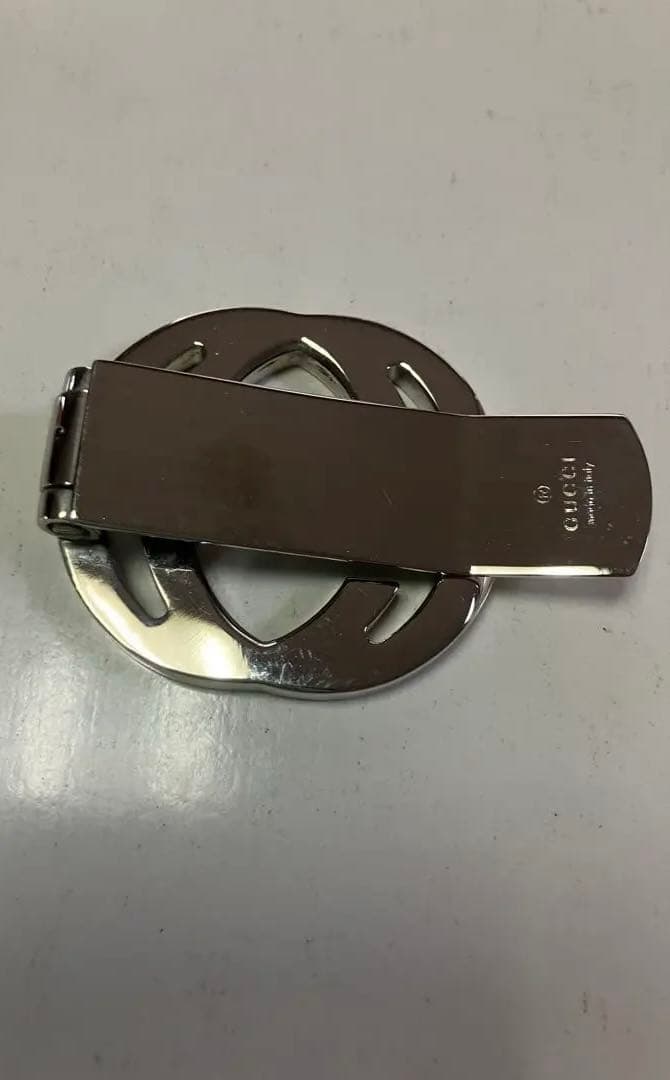 前*伸様 グッチシルバーマネークリップブラックGG ロゴ　インターロッキング　G