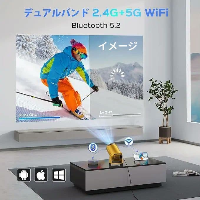 小型プロジェクター180°回転式　AndroidTV11.0搭載　WiFi対応