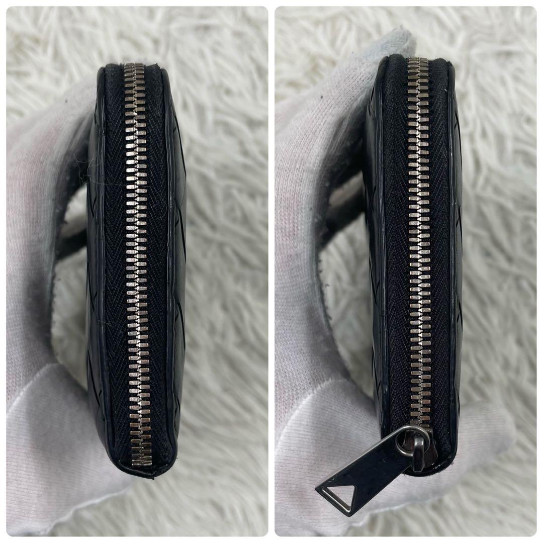 【✨美品✨】ボッテガヴェネタ マキシイントレチャート ラウンドジップ ブラック