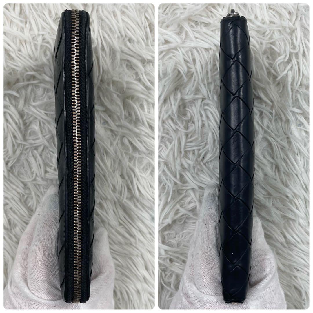 【✨美品✨】ボッテガヴェネタ マキシイントレチャート ラウンドジップ ブラック