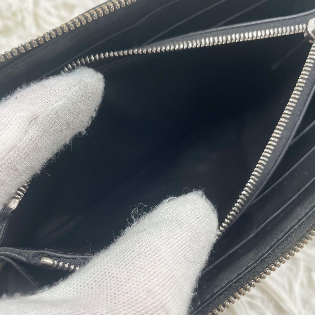 【✨美品✨】ボッテガヴェネタ マキシイントレチャート ラウンドジップ ブラック