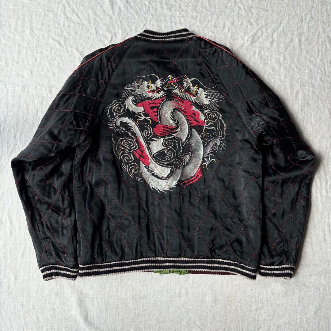 unknown キルティング スーベニアジャケット 龍 ドラゴン スカジャン 黒
