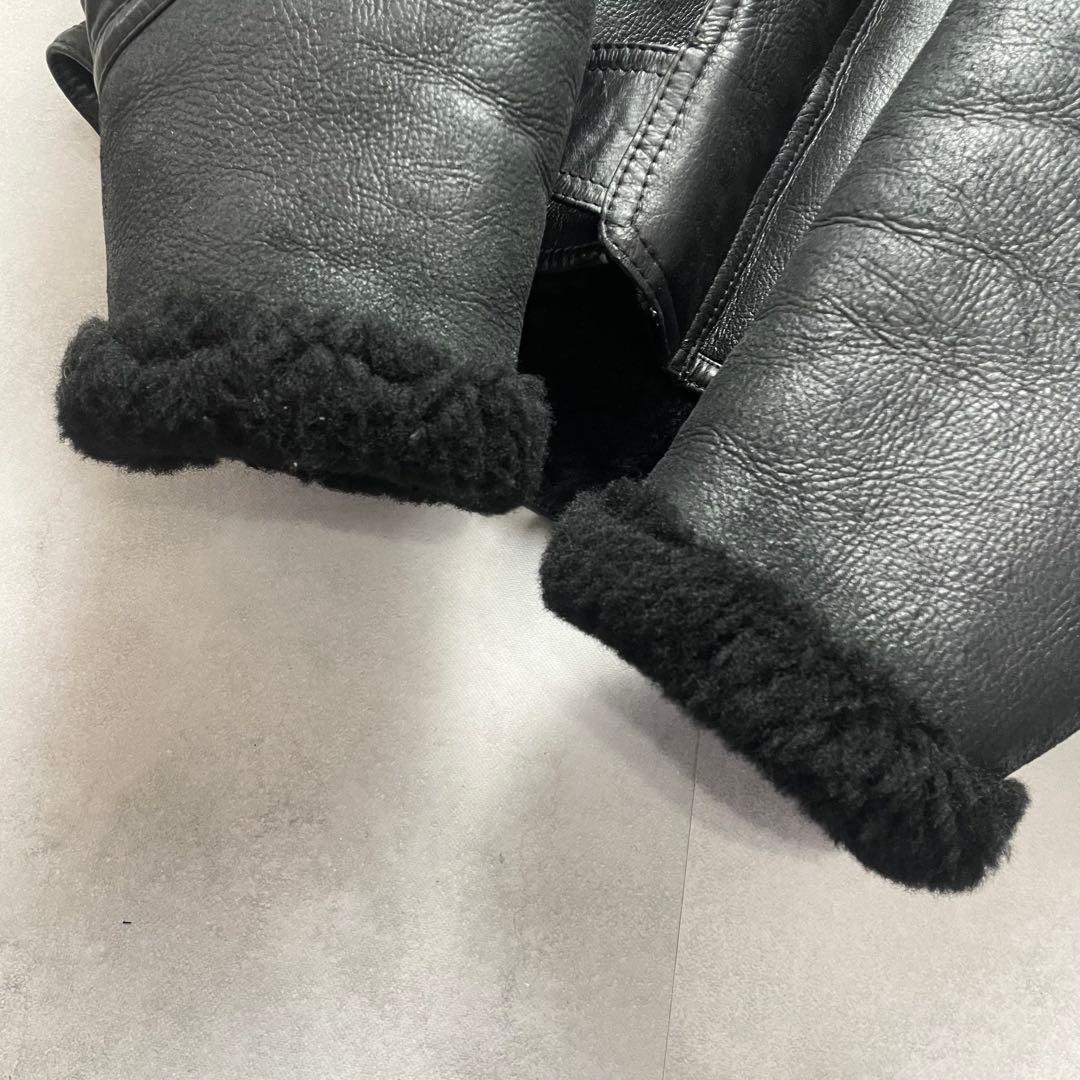 美品 希少 ハーレーダビッドソン B-3 リアルムートン 刺繍ロゴ 羊革 黒