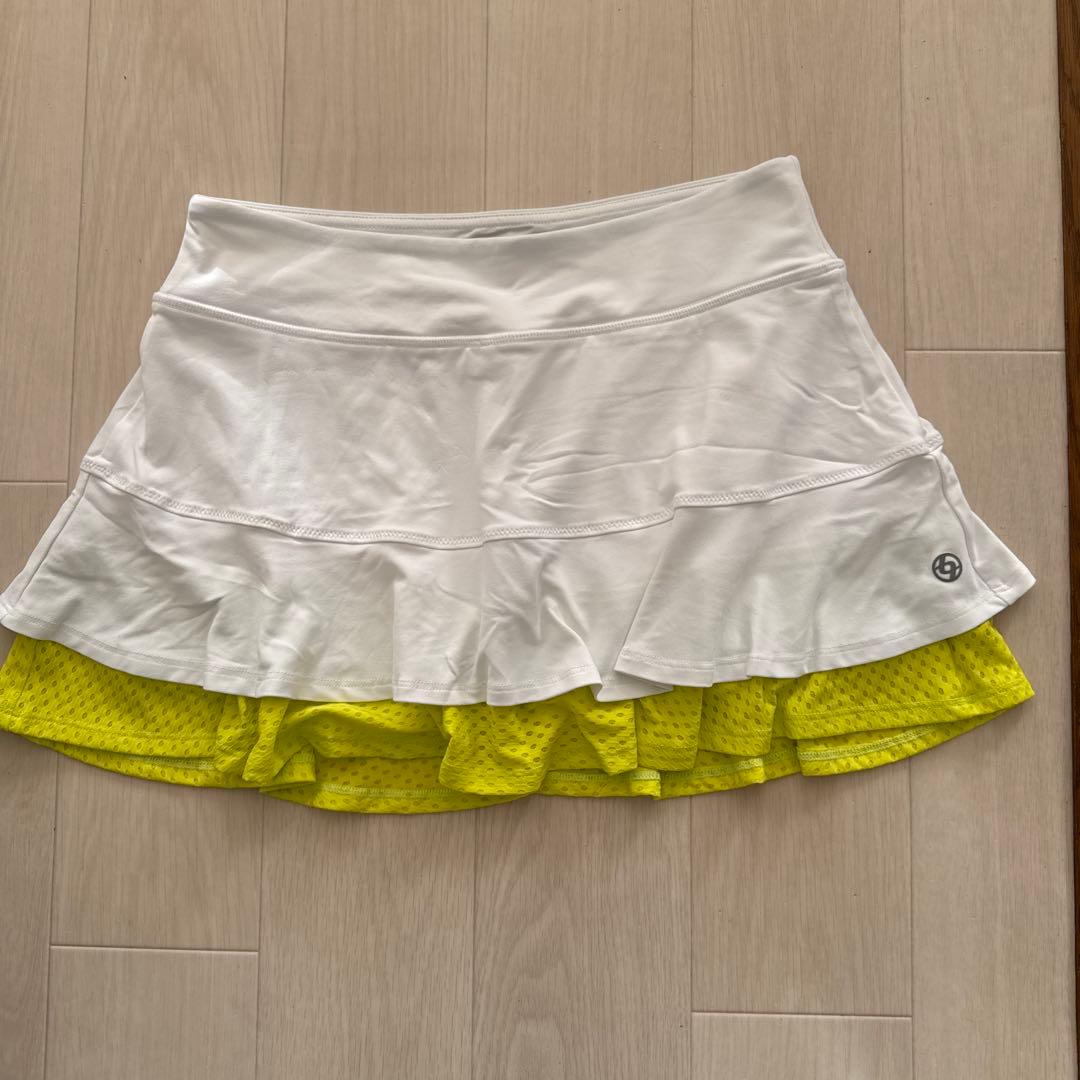 リージャ フリル付きテニススカート ホワイト×イエローＳ