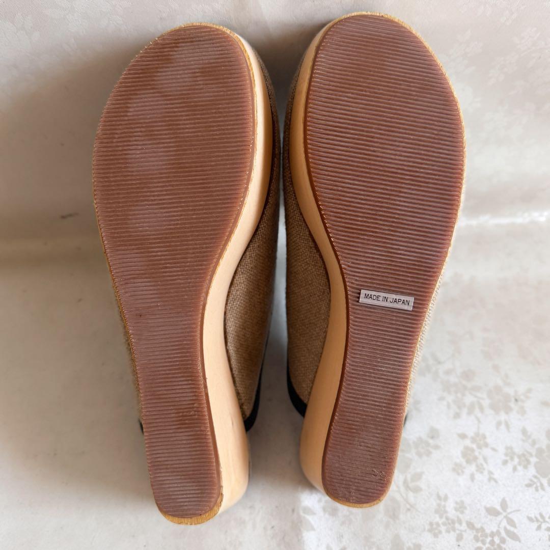 ✨美品✨ミナペルホネン リネン ミュール レザー コサージュ 38