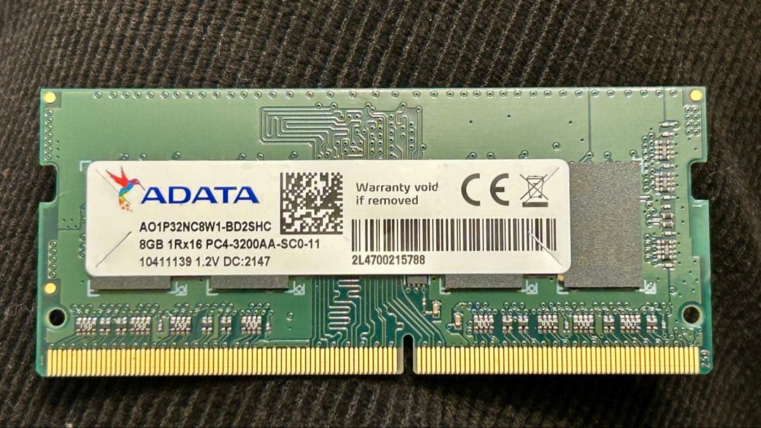 ADATA DDR4 3200MHz 8GB×2枚（16GB）ノート メモリ