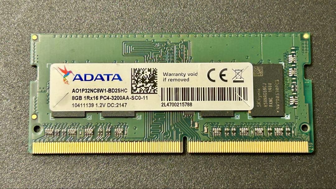 ADATA DDR4 3200MHz 8GB×2枚（16GB）ノート メモリ