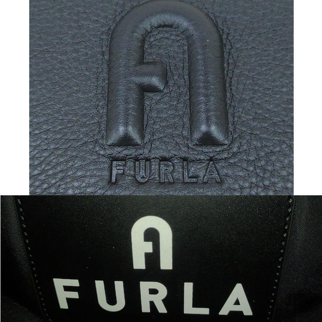 【極美品】フルラ メッセンジャーバッグ レザー×ナイロン A4可 エンボス 黒