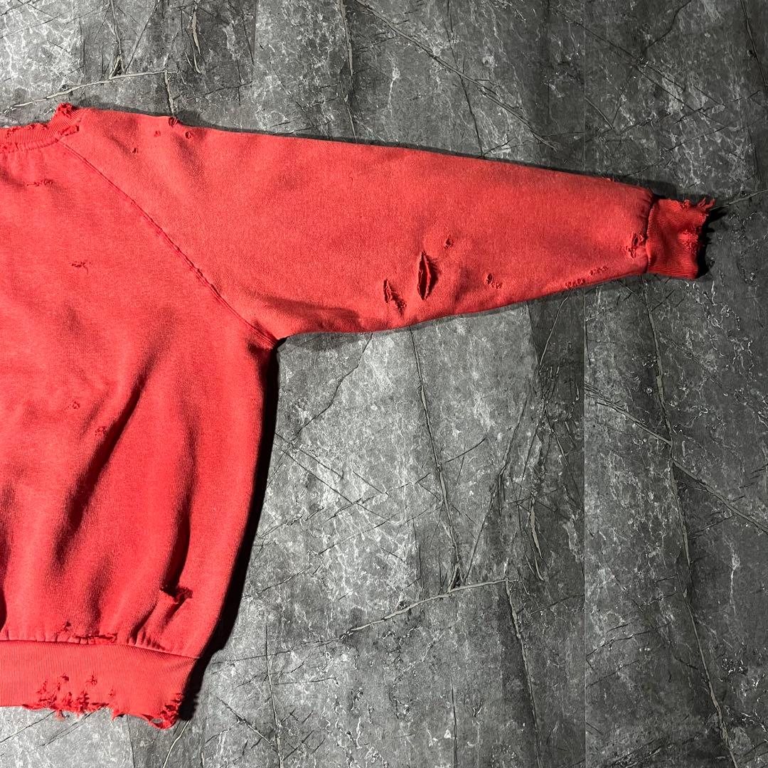 adidas 80s 鬼フェード スウェット ボロ ラグラン ビンテージ 赤