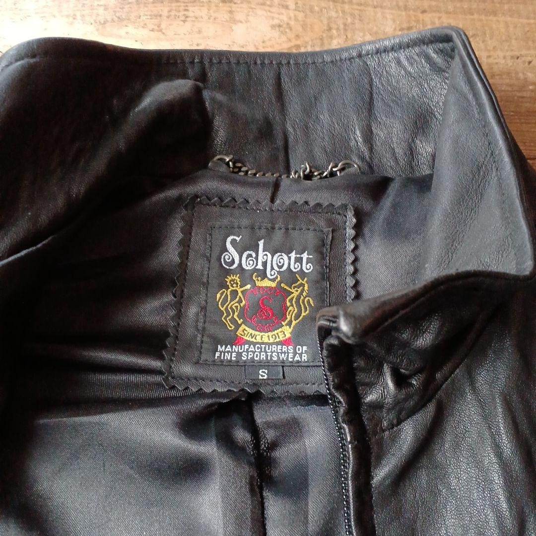Schott レザー　羊革　トラックジャケット S