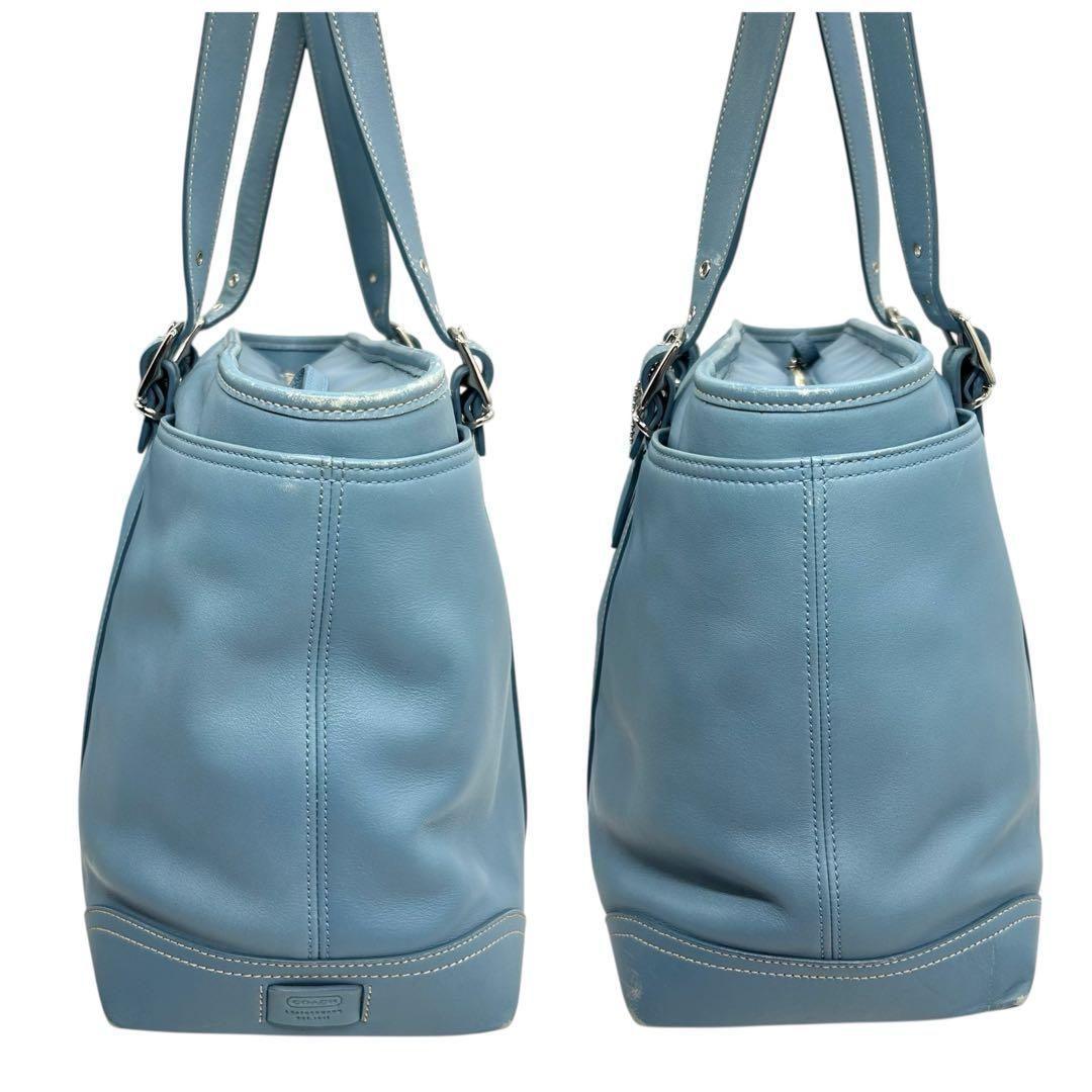 1215 Coach トートバッグ ビジネスバッグ レザー ブルー A4
