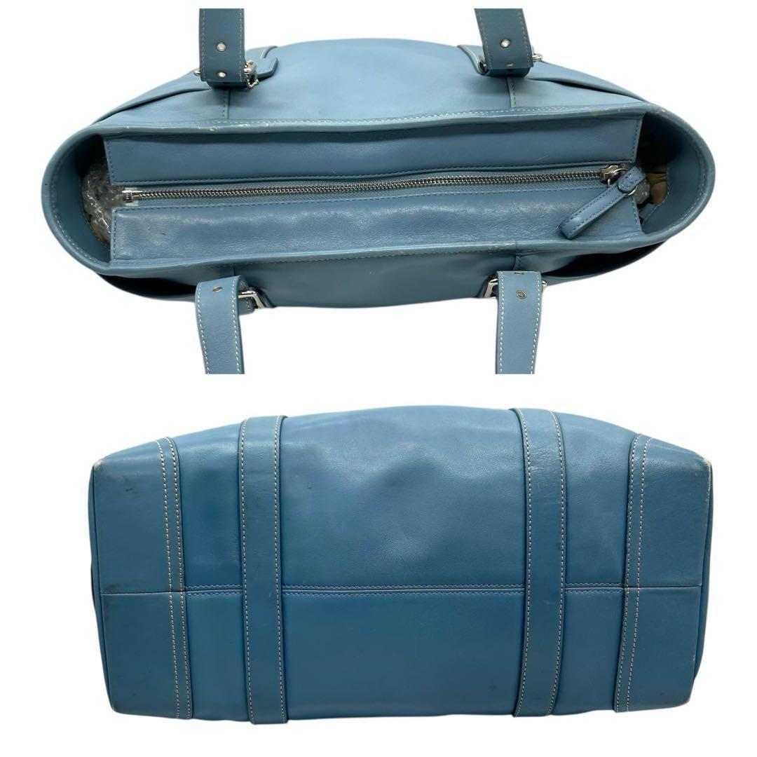 1215 Coach トートバッグ ビジネスバッグ レザー ブルー A4